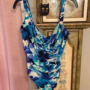 Blue Floral  One Piece Swimsuit